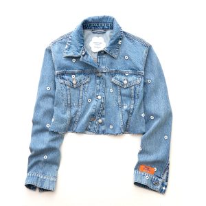 AE x Bubble Embroidered Cropped Denim Jacket